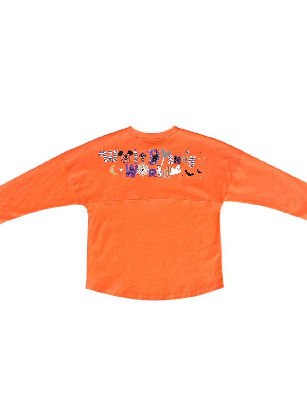 Disney World Halloween Orange Gold Glitter Long Sleeve Spirit Jersey Girls Large
